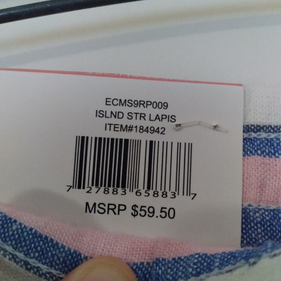 Ellen Tracy The Linen Short Size XXL‎ Blue/Pink/White Stripe Pattern Stretchy - Picture 4 of 4